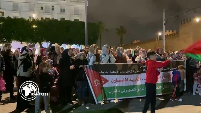 Iranpress: خروج الشعب المغربي إلى الشوارع في مختلف المدن إسنادًا لغزة +فیدیو